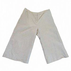 Mandarin Blue Capri Culottes Women's Size 10 Tan 100%‎ Linen lightweight
